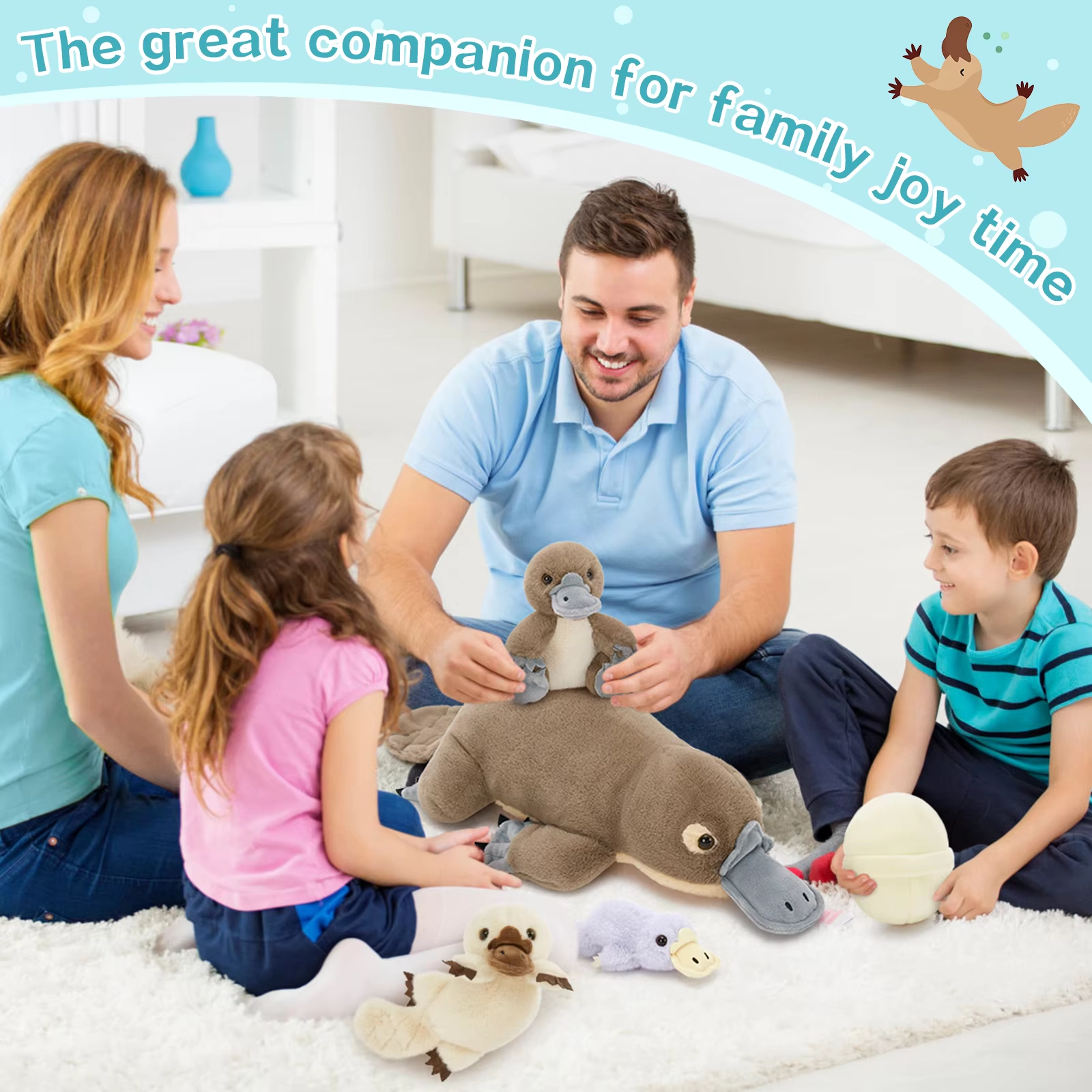 Weighted Platypus Plush Toy with Baby Set 55cm - Image 5