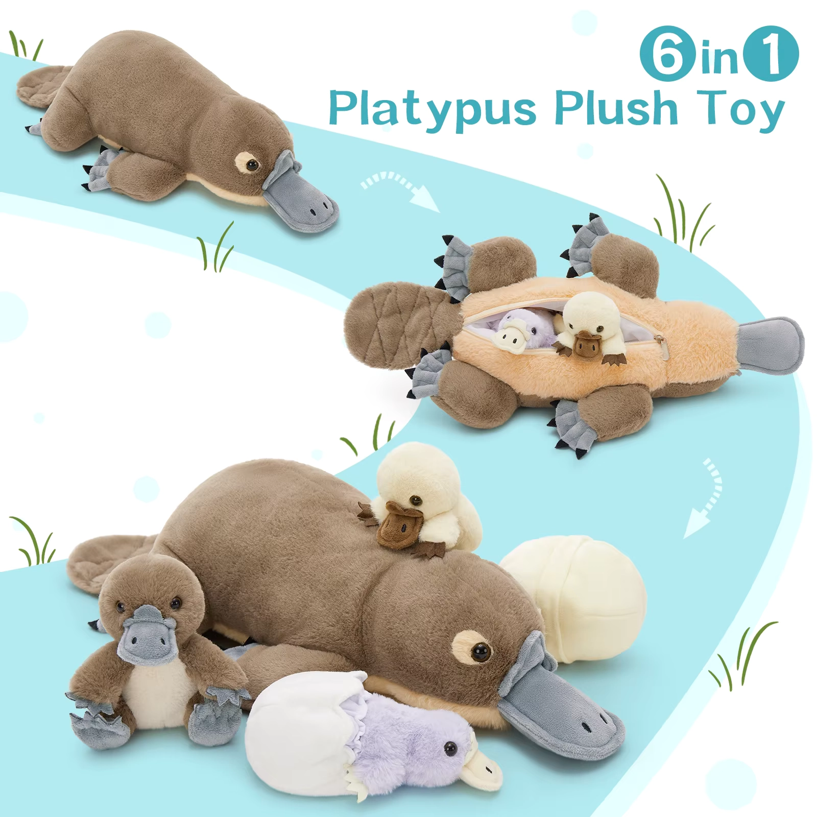 Weighted Platypus Plush Toy with Baby Set 55cm - Image 4
