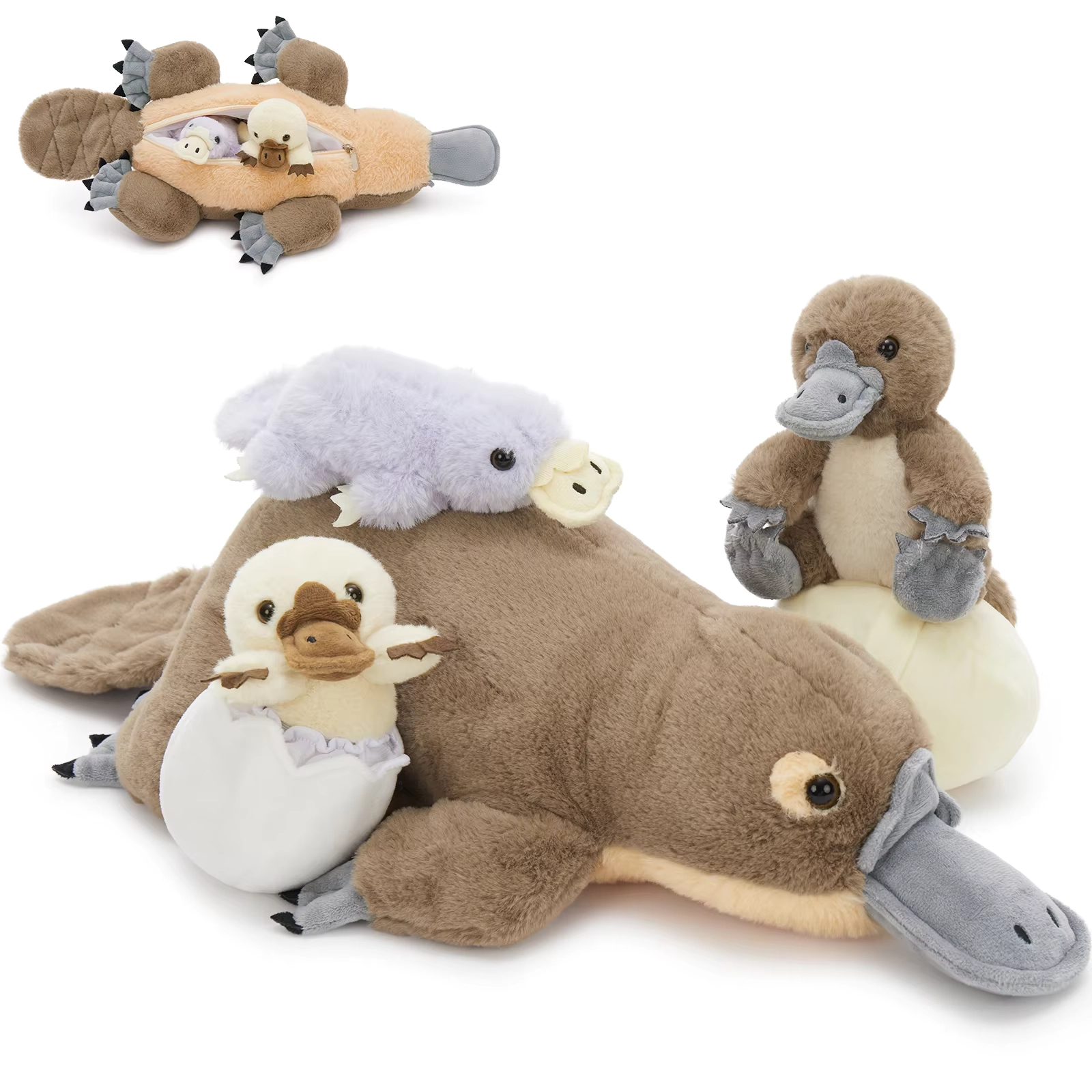 Weighted Platypus Plush Toy with Baby Set 55cm