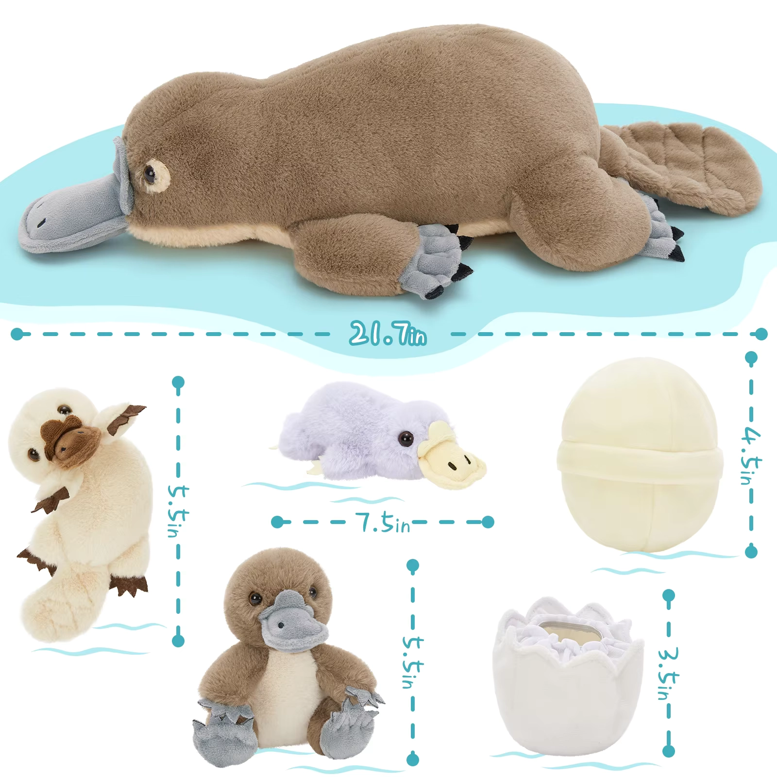 Weighted Platypus Plush Toy with Baby Set 55cm - Image 2